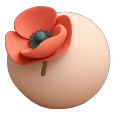 minimalistic poppy icon matte clay 3d render soft light sticker