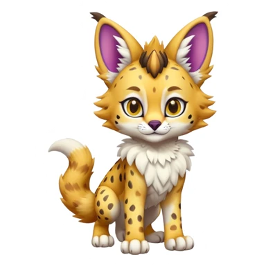 Cute Kawaii Epic Colorful Sergal-Serval-Vernid full body sticker
