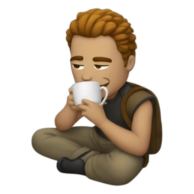 a rock drinking tea sticker