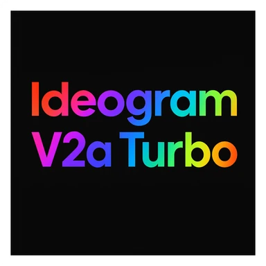 make a colorful text of "Ideogram V2a Turbo", black background sticker
