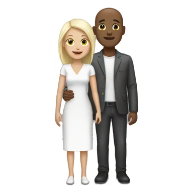 Love interracial couple bald black male blonde female sticker