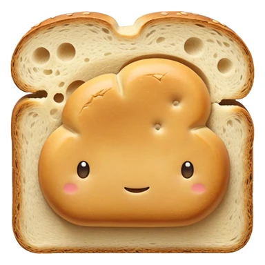 One piece of bread, no need to add face, eyes, emojis, mouth sticker