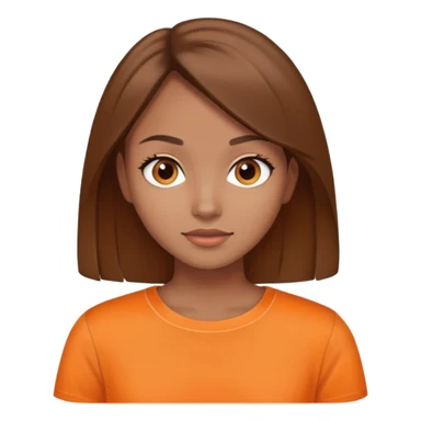 Girl with straight brown hair and light brown skin with orange top  sticker
