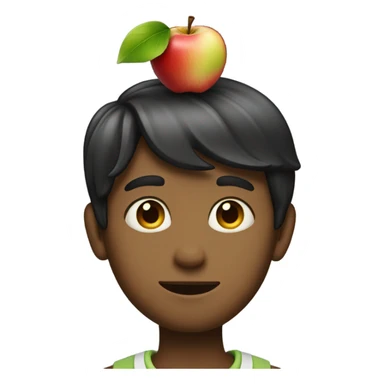 handsome boy with apple on his head sticker