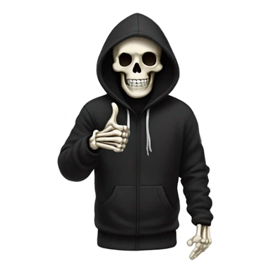 Skeleton in black hoodie thumbs up sticker