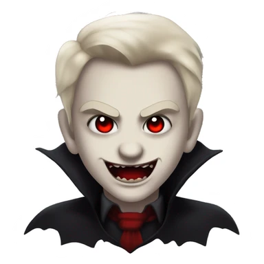 “A pale face with glowing red eyes, a sharp fanged smirk, and dark shadows around the face. It has a tattered black collar and a gothic, grungy vibe with hints of crimson for a vampire aesthetic.” sticker