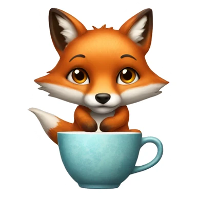 a fox with hot tea sticker