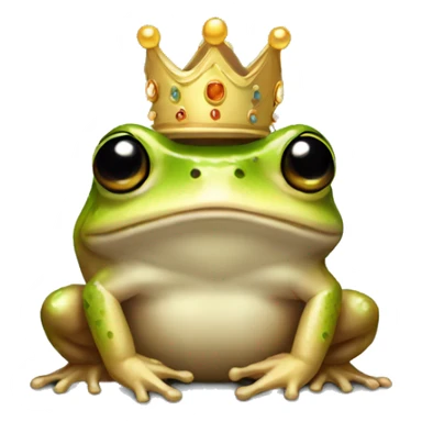 Round desert rain Frog wearing a crown sticker