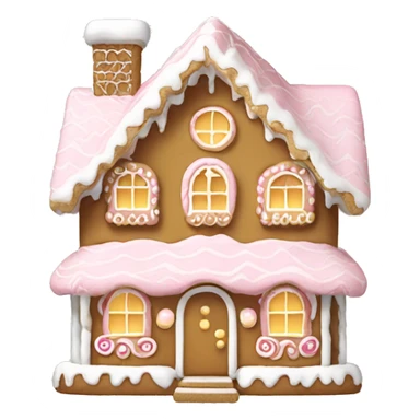 light pink and gold and white gingerbread house sticker