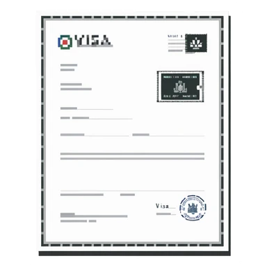 Visa document with official stamp sticker