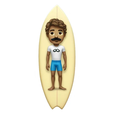 surfer boy with a mustache on a surf board  sticker