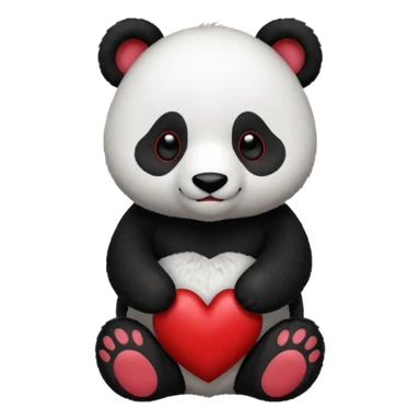 panda with  dark red heart  sticker
