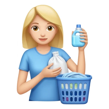 woman holding laundry detergent sticker