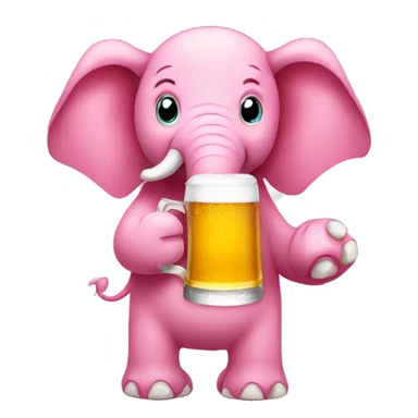 pink elephant drinking beer out of his paw sticker