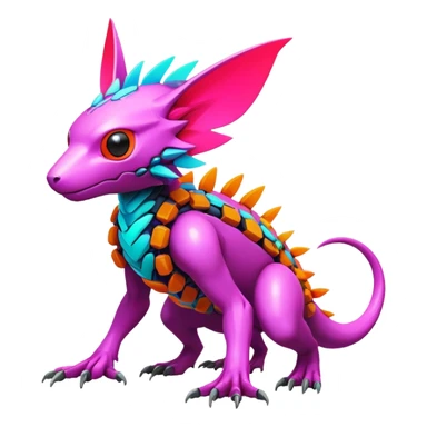 Tropical futuristic lush warm-colored modern colorful neon-colored cyber-Fakémon-Digimon-Trico-creature sticker