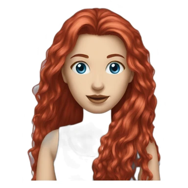 red-long-hair-blue-eyes-metalclothing-lady sticker