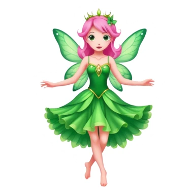 pink fairy in green dress dancing sticker
