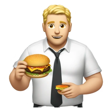 Big white dude eating a burger and gaming sticker