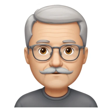 54 year old man, short shaved grey hair, full beard, glasses sticker