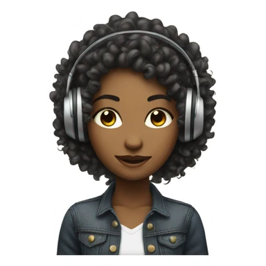 Mixed curly hair girl djing sticker