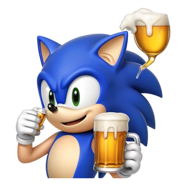 Sonic the hedgehog drinking a beer sticker