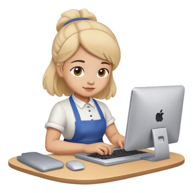 Osita con mandil trabajando en su computadora  sticker