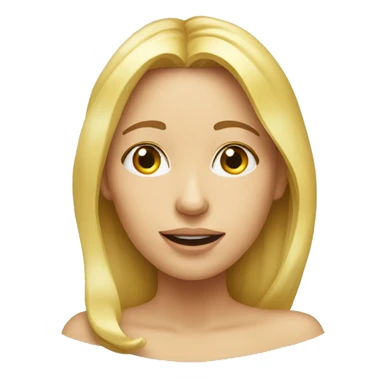 Blond woman from face, levitating had touching her nose sticker