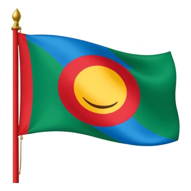 emoji de bandera gitana azul verde y círculo rojo en el centro sticker