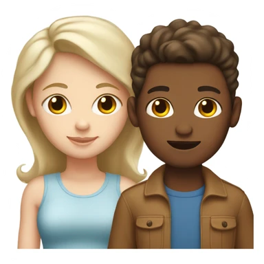 Brown skin mom, white skin, one white skin boy and one white skin girl sticker