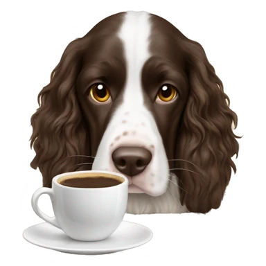 English springer spaniel drinking coffee sticker