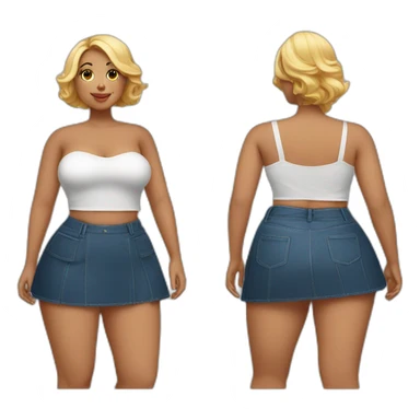 full-body-curvy-beauty-in-a-short wide skirt as three-view drawings sticker