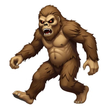 An angry sasquatch running full speed to the right in "blitzkrieg" mode. In the style of you bleeding skull art sticker