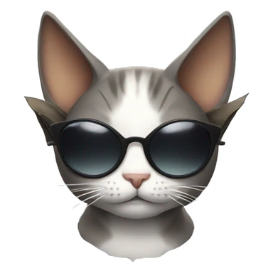 cat with bat wings and sunglasses  sticker
