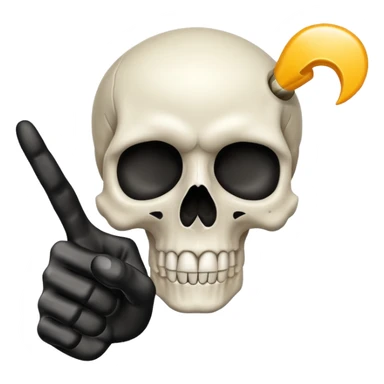 Skull emoji pointing with hand to the right at something sticker