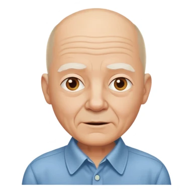 bald elderly man with shirt sticker