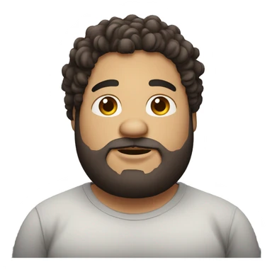 Chubby guy with dark curly hair. Medium skin with beard sticker