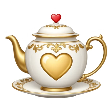 heart with a tea cup motif sticker