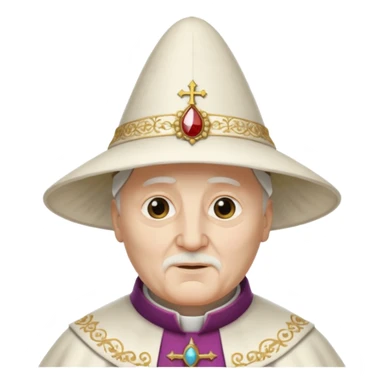 ancient pope with conical hat, white, half body sticker