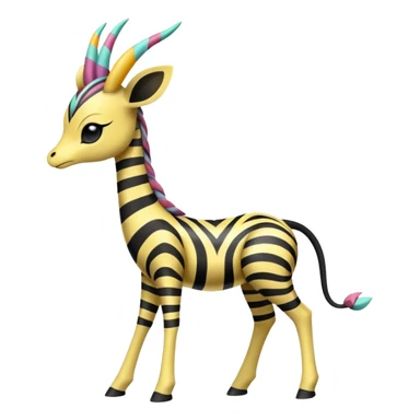 zig-zag-patterned tribal tropical hot spotted striped Meloetta-Giraffarig-Giratina-Noibat-Pokémon-Fakémon-fusion-hybrid-creature sticker