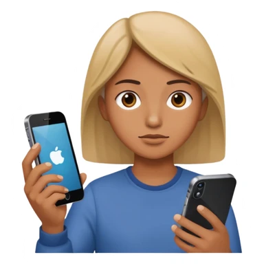 person with iphone searching sticker