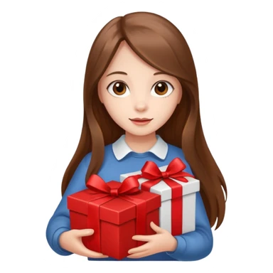 young girl with gift box, brown long hair






























 sticker