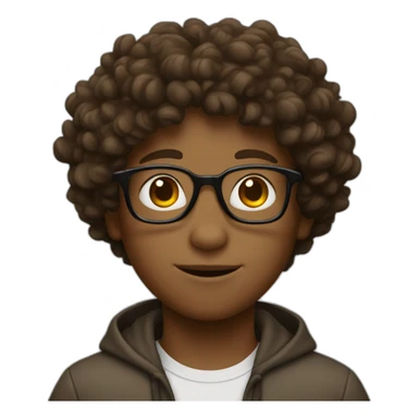 brown with curly hair boy, with glasses sticker