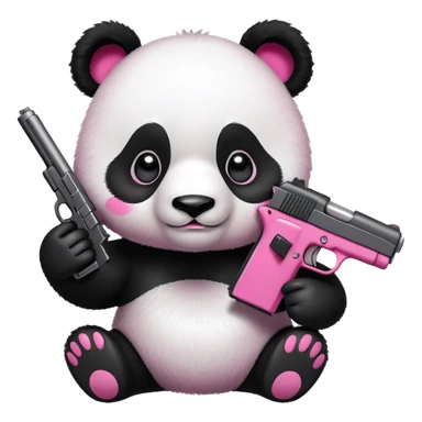 panda holding pink handgun sticker