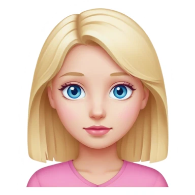 blonde girl with blue eyes wear pink  sticker