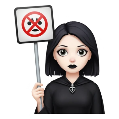 goth woman with protest sign sticker