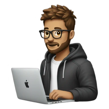 hipster with hoodie and a macbook sticker