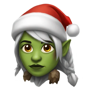 orc female warrior with santa hat sticker