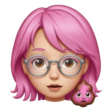 Chica con pelo rosa, gafas de forma de caca y una orquilla de caca sticker