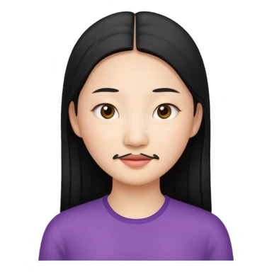 Beautiful Asian girl with no eyebrows and a mustache  sticker