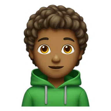 A brown boy wearing a green hoodie sticker